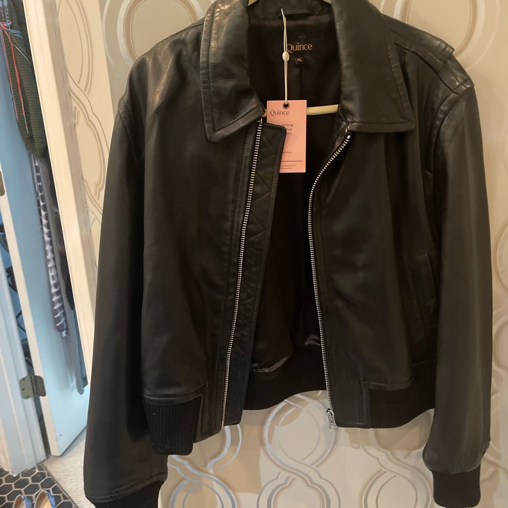Quince Jet Black Leather Jacket